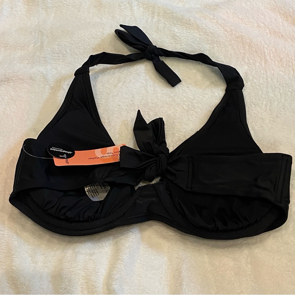 Shapermint Essentials Full Coverage Halter Bikini Top Only Black Size Large NWT - Picture 8 of 11